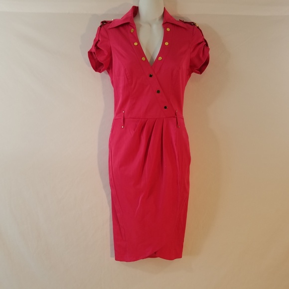Cache Wrap Shirt Stretch Belted Career Dress - Picture 5 of 5